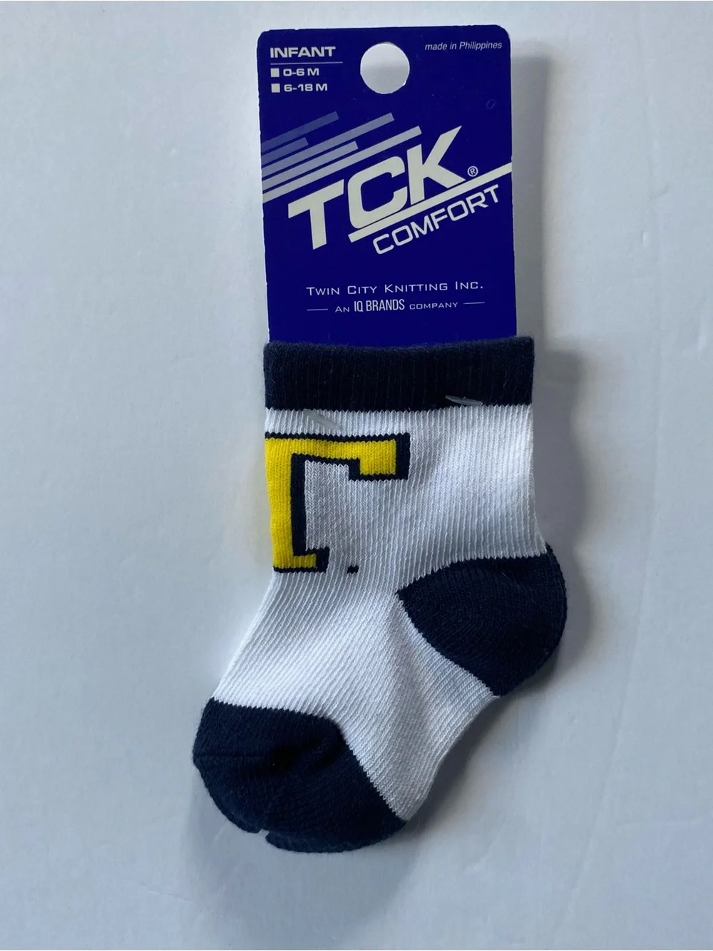 Trinity College Baby Socks 3-6 Months New Bantams Logo “T” Yellow Blue NWT